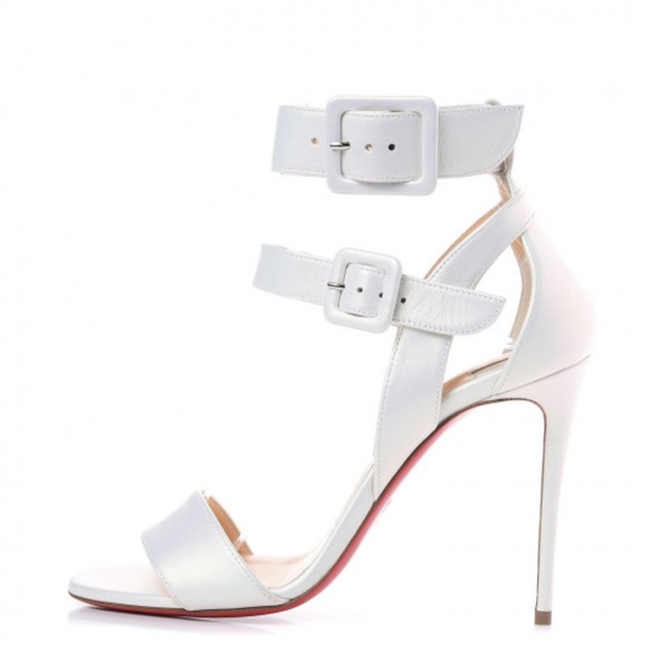 CHRISTIAN LOUBOUTIN NAPPA MULTIPOT 100 SANDALS 37 SNOW WHITE - Picture 3 of 11